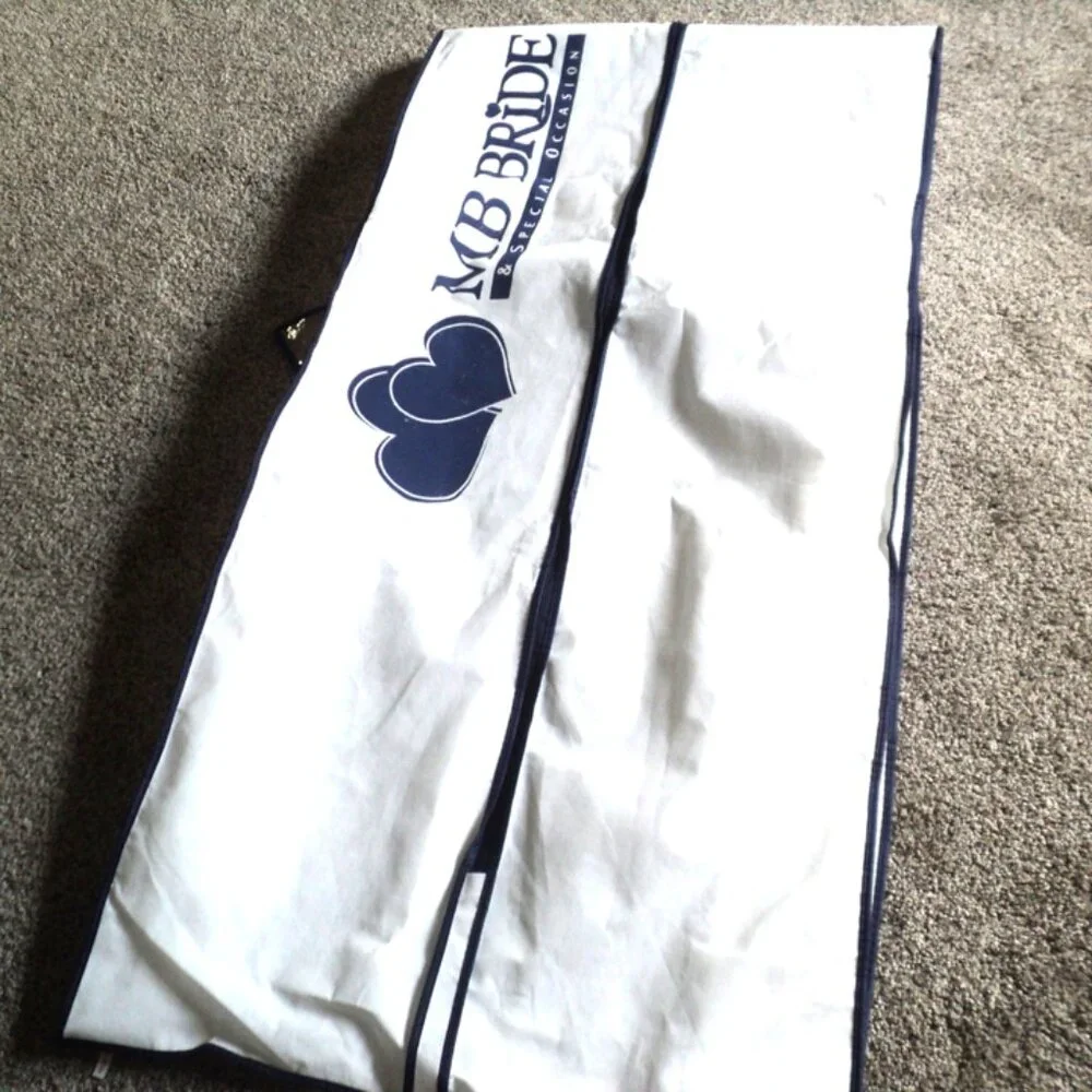 MB Bridal Wedding Gown Dust Cover Garment Bag White Zippered Anti-Dust Protector